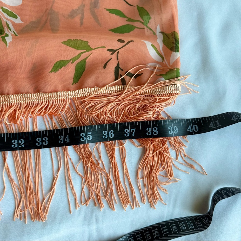 Orange and Blue Kimono Robe with Fringe - Picture 9 of 9